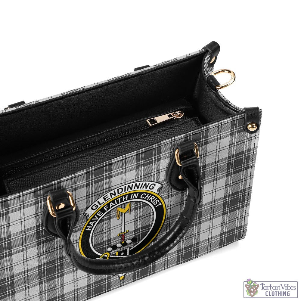 Glendinning Tartan Luxury Leather Handbags with Family Crest - Tartan Vibes Clothing