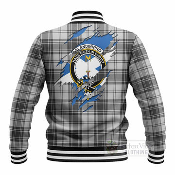 Glendinning Clan Crest In Me Tartan Baseball Jacket Scotland Flag Style