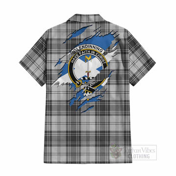 Glendinning Clan Crest In Me Tartan Cotton Hawaiian Shirt Scotland Flag Style Kid - Tartan Vibes Clothing