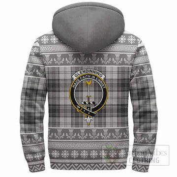 Glendinning Clan Tartan Christmas Fleece Hoodie with Family Crest