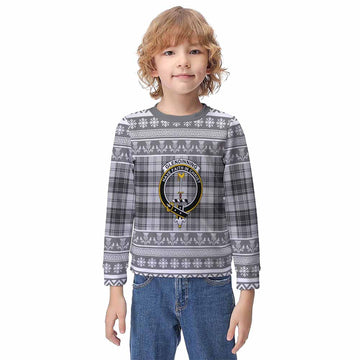 Glendinning Clan Tartan Christmas Kid Ugly Sweatshirt with Family Crest