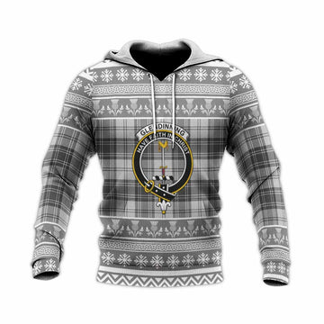 Glendinning Clan Tartan Christmas Knitted Hoodie with Family Crest