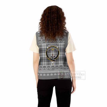 Glendinning Clan Tartan Christmas Knitted V-Neck Vest with Family Crest