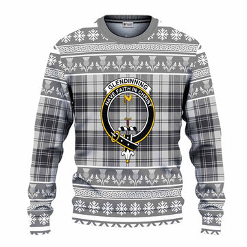 Glendinning Clan Tartan Christmas Ugly Sweater with Family Crest