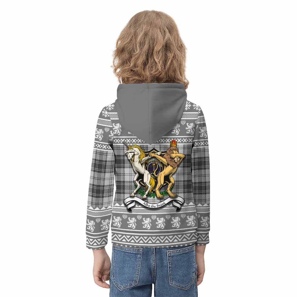 Glendinning Clan Tartan Crest Christmas Kid Hoodie Coat of Arms Funny Style - Tartan Vibes Clothing