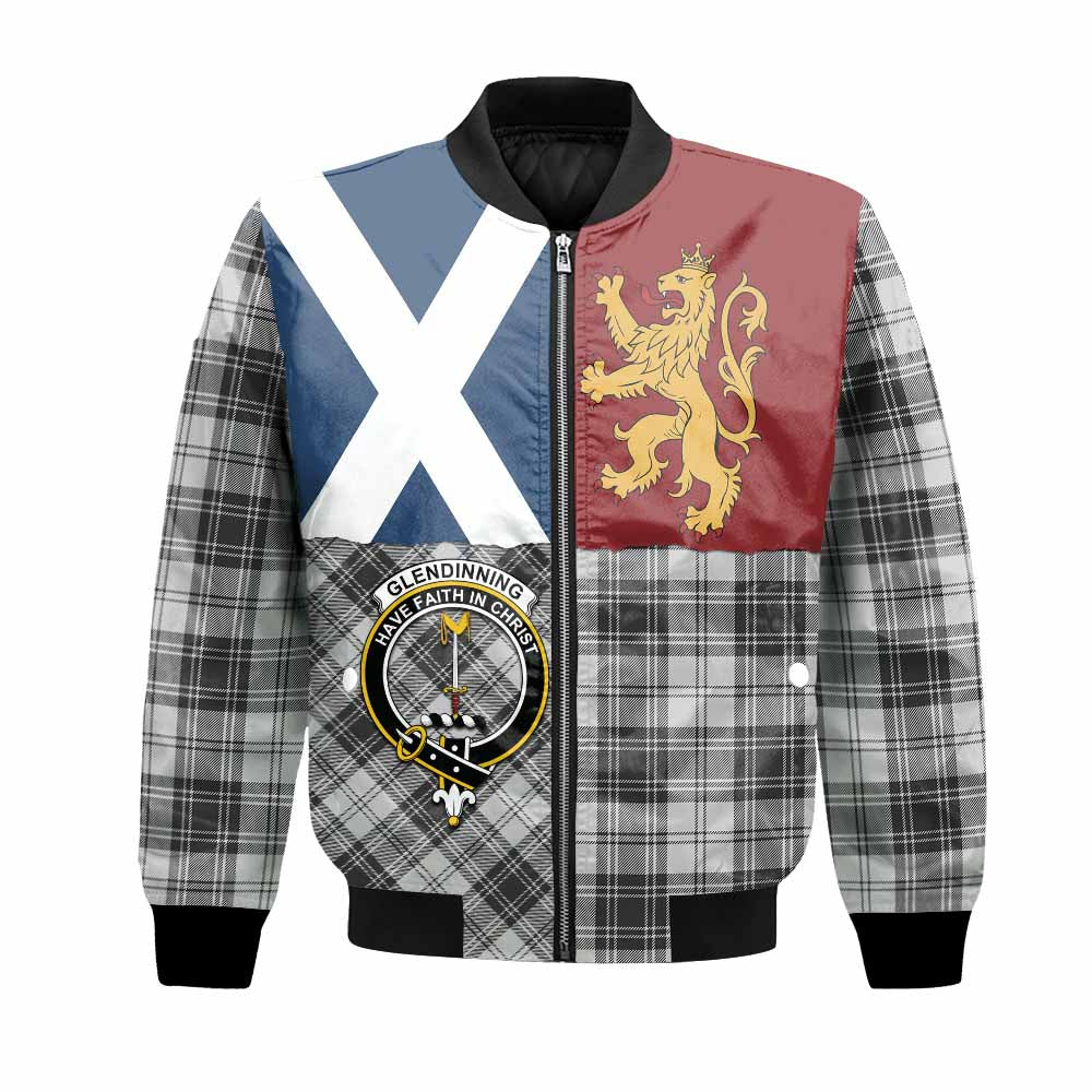 Glendinning Crest Tartan Bomber Jacket with Lion Rampant Saltire Style