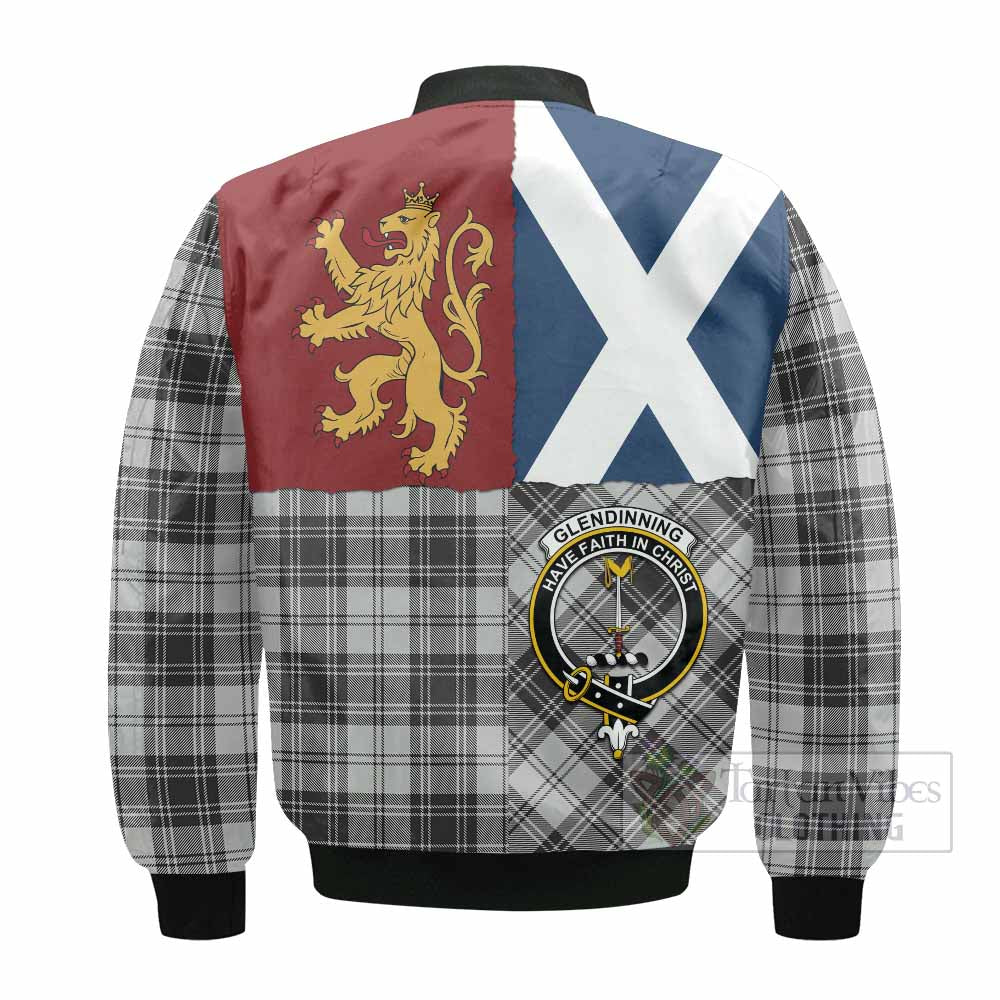 Glendinning Crest Tartan Bomber Jacket with Lion Rampant Saltire Style