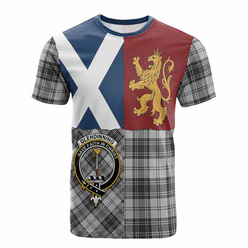 Glendinning Crest Tartan Cotton T-shirt with Lion Rampant Saltire Style