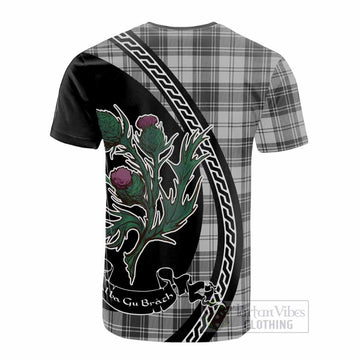 Glendinning Family Crest Tartan Cotton T-shirt Alba Thistle Inspired