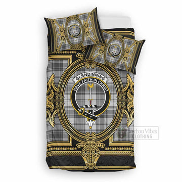 Glendinning Scottish Tartan Crest Bedding Set Royal Stylized UK Bedding Set UK Double 79*79 inch - Tartan Vibes Clothing