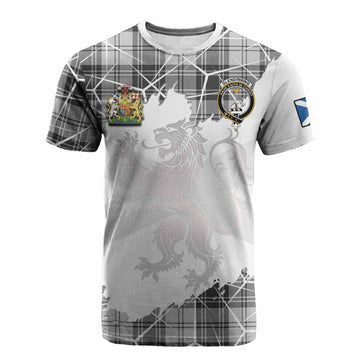 Glendinning Tartan Cotton T-shirt with Family Crest and Lion Rampant Grunge Style