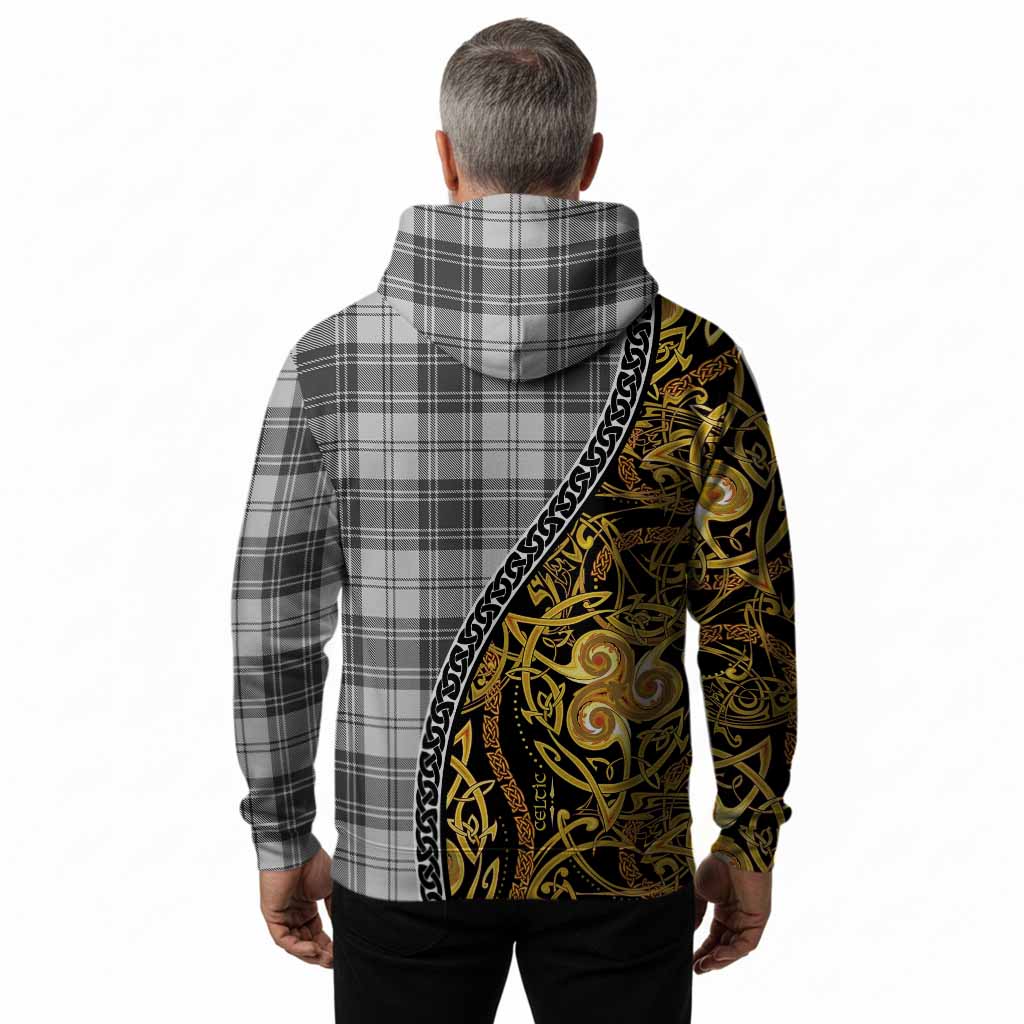 Glendinning Tartan Crest Hoodie Celtic Knot and Triple Trickle Spiral Symbols