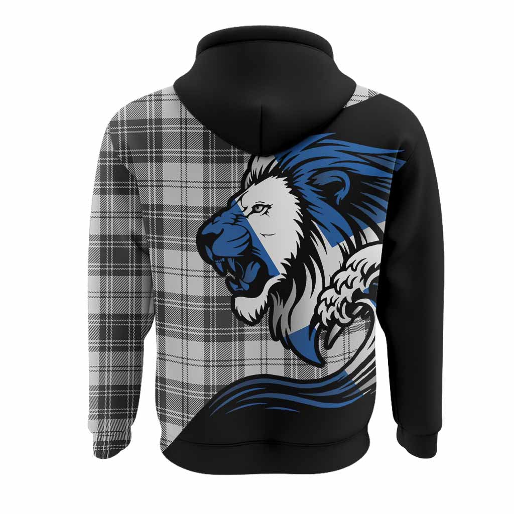Glendinning Tartan Crest Hoodie Scottish Golden Lions Wave Flow