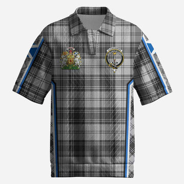 Glendinning Tartan Crest Men’s Polo Sweater Top Scotland Coat of Arm Flag Style
