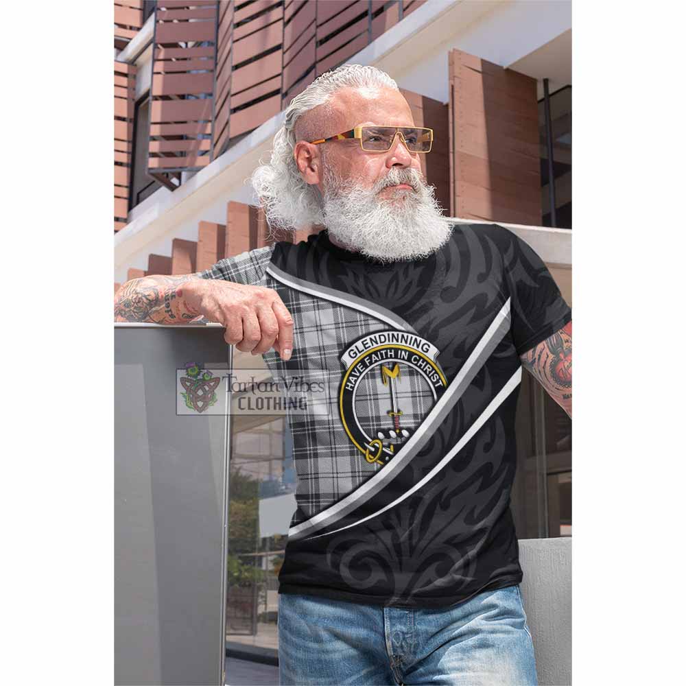 Glendinning Tartan Family Crest Cotton T-shirt Celtic Scottish Thistle Floral - Tartan Vibes Clothing