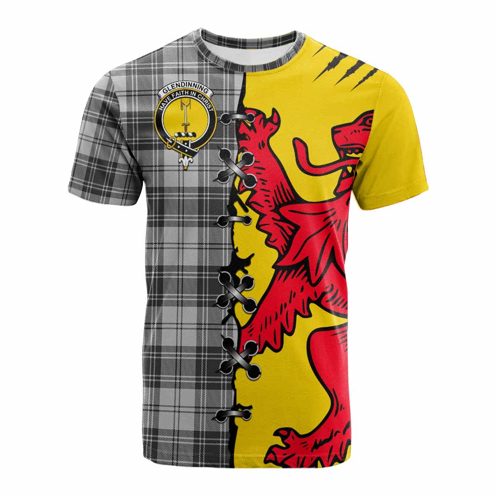 Glendinning Tartan Family Crest Cotton T-shirt Lion Rampant Honor - Tartan Vibes Clothing
