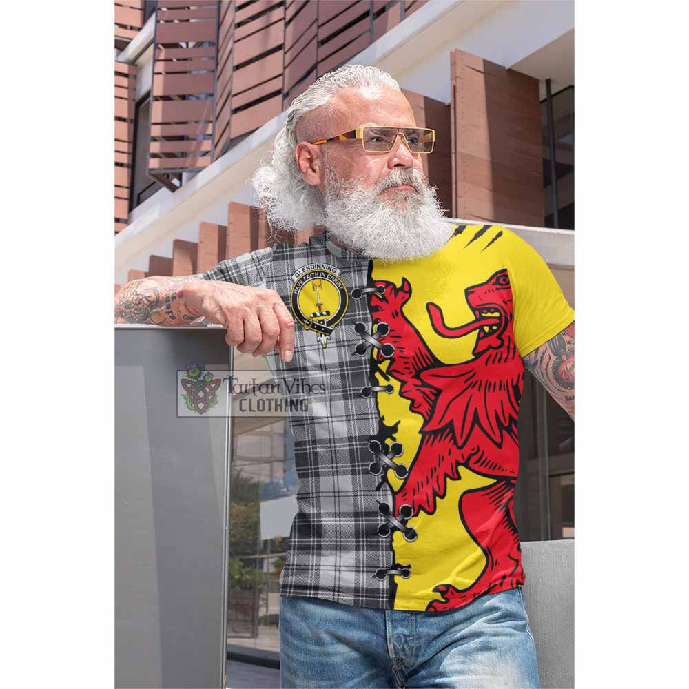 Glendinning Tartan Family Crest Cotton T-shirt Lion Rampant Honor - Tartan Vibes Clothing