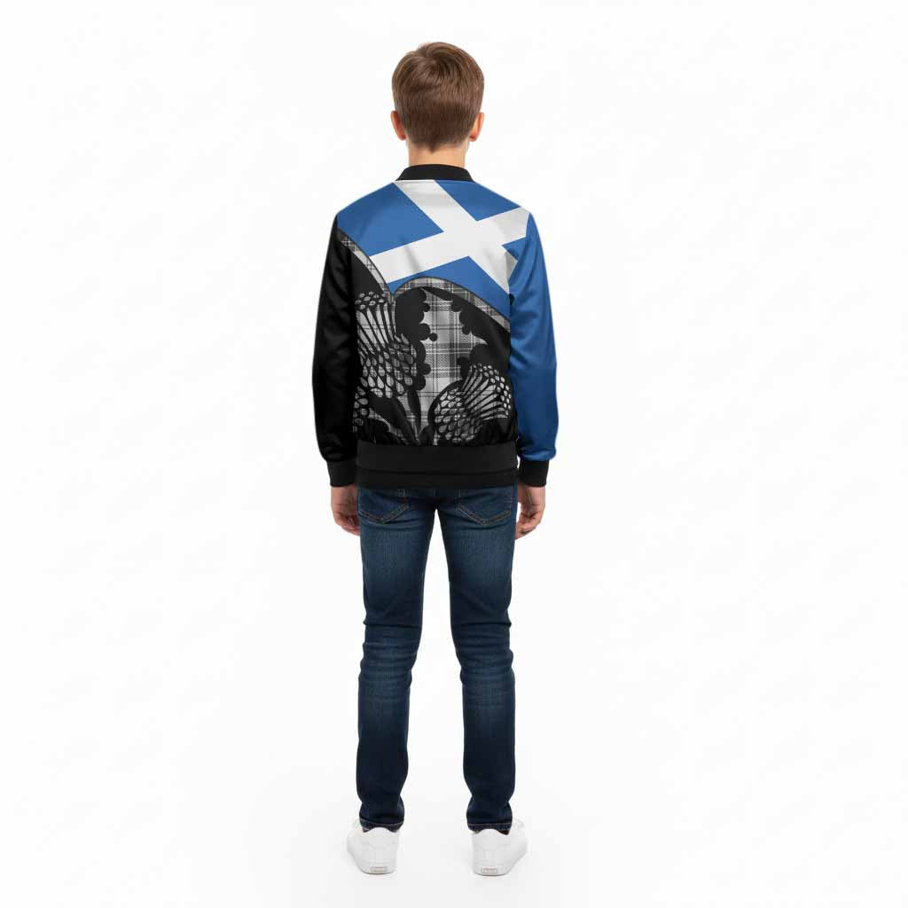 Glendinning Tartan Family Crest Kid Bomber Jacket Scotland Thistle Floral Flag Style