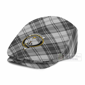 Glendinning Tartan Flat Cap, Jeff Cap Cross Style with Family Crest