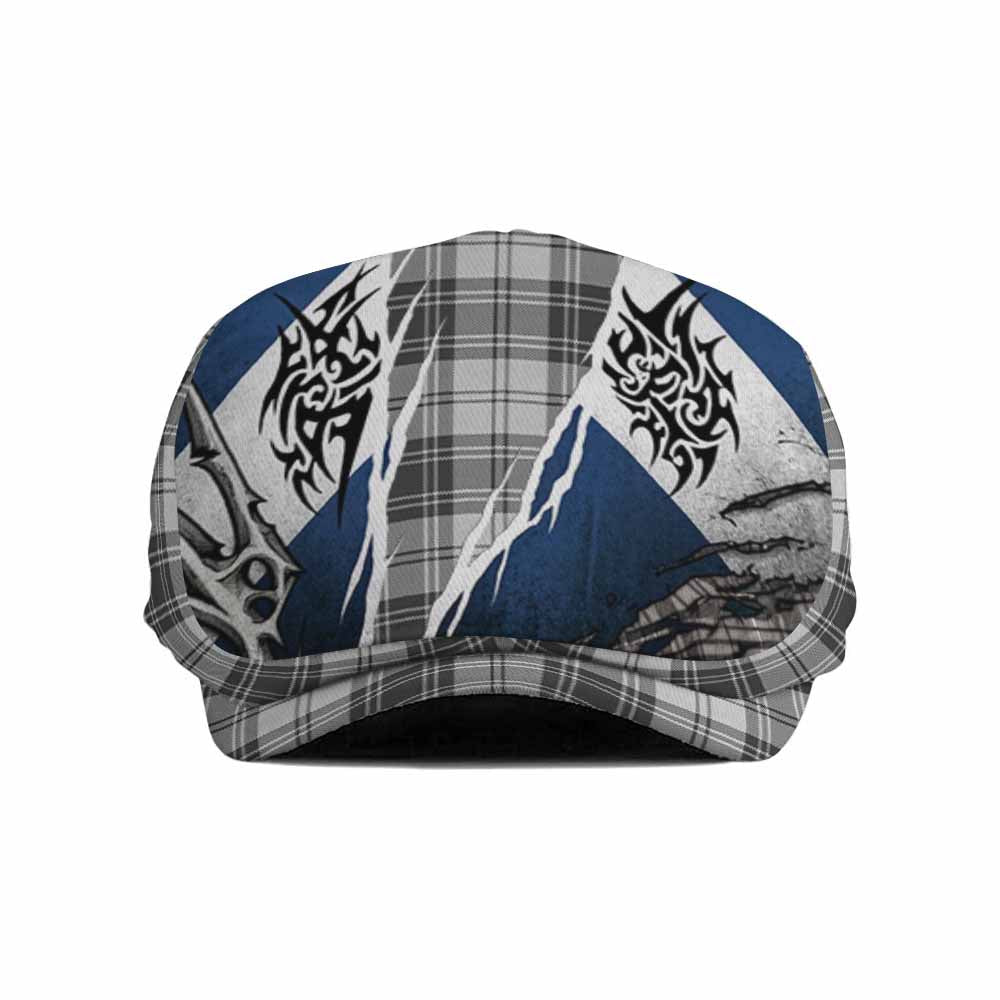 Glendinning Tartan Flat Cap, Jeff Cap Scotland Flag Ripped Tribal Design