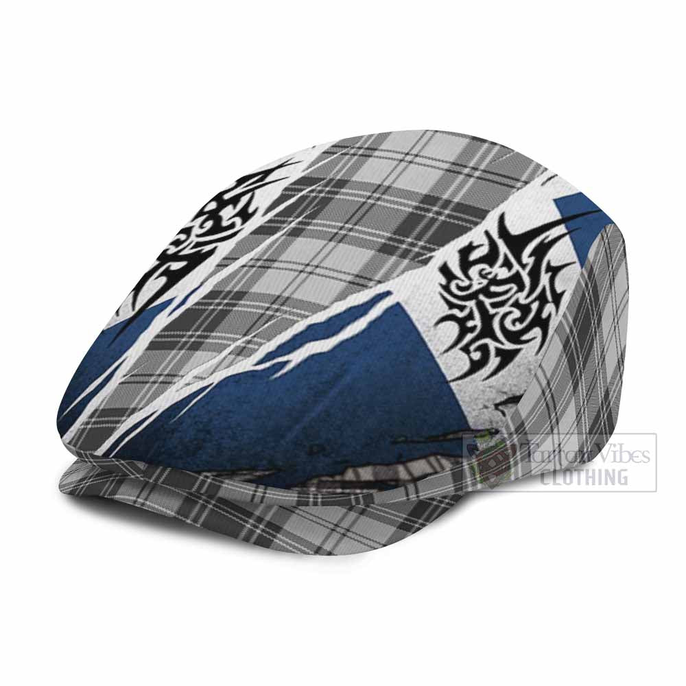 Glendinning Tartan Flat Cap, Jeff Cap Scotland Flag Ripped Tribal Design