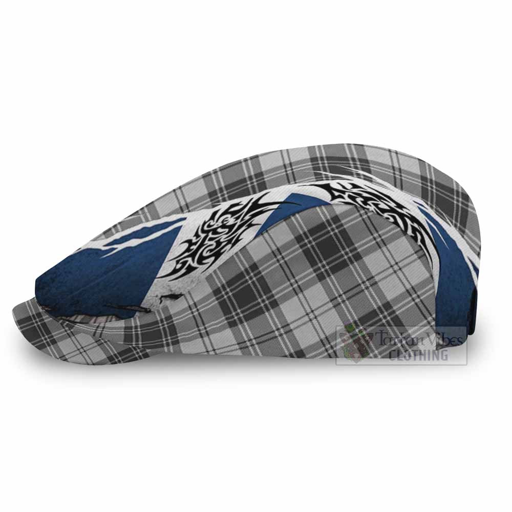 Glendinning Tartan Flat Cap, Jeff Cap Scotland Flag Ripped Tribal Design