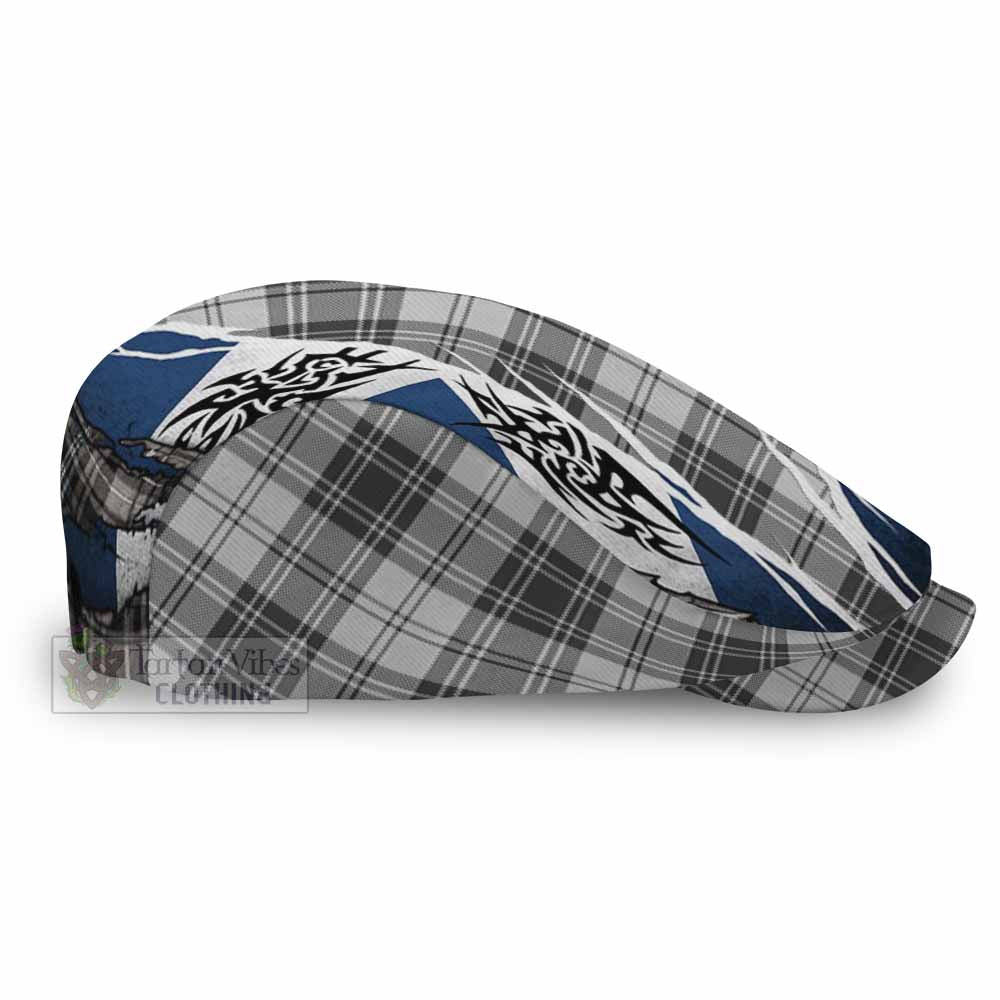 Glendinning Tartan Flat Cap, Jeff Cap Scotland Flag Ripped Tribal Design