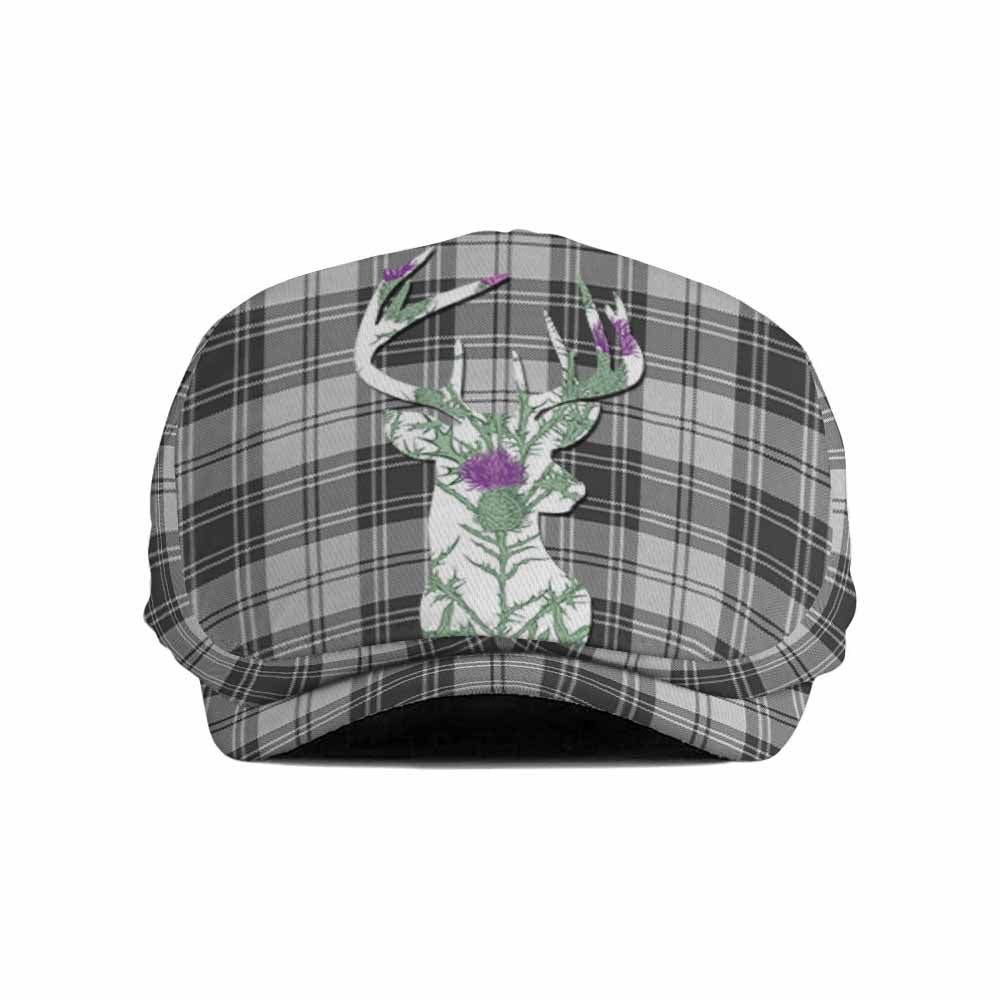 Glendinning Tartan Flat Cap, Jeff Cap Scottish Stag Thistle Floral Art