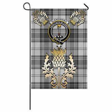 Glendinning Tartan Garden Flag with Golden Regal Scottish Thistle Emblem