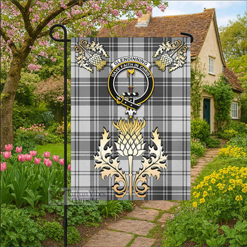 Glendinning Tartan Garden Flag with Golden Regal Scottish Thistle Emblem