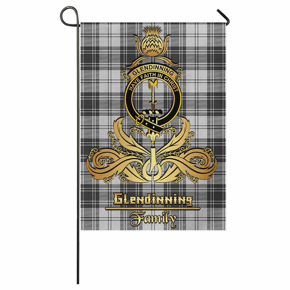 Glendinning Tartan Garden Flag with Highland Thistle Cherish Family Crest Style - Tartan Vibes Clothing