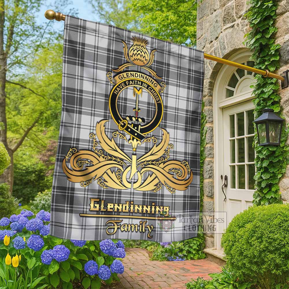 Glendinning Tartan Garden Flag with Highland Thistle Cherish Family Crest Style - Tartan Vibes Clothing
