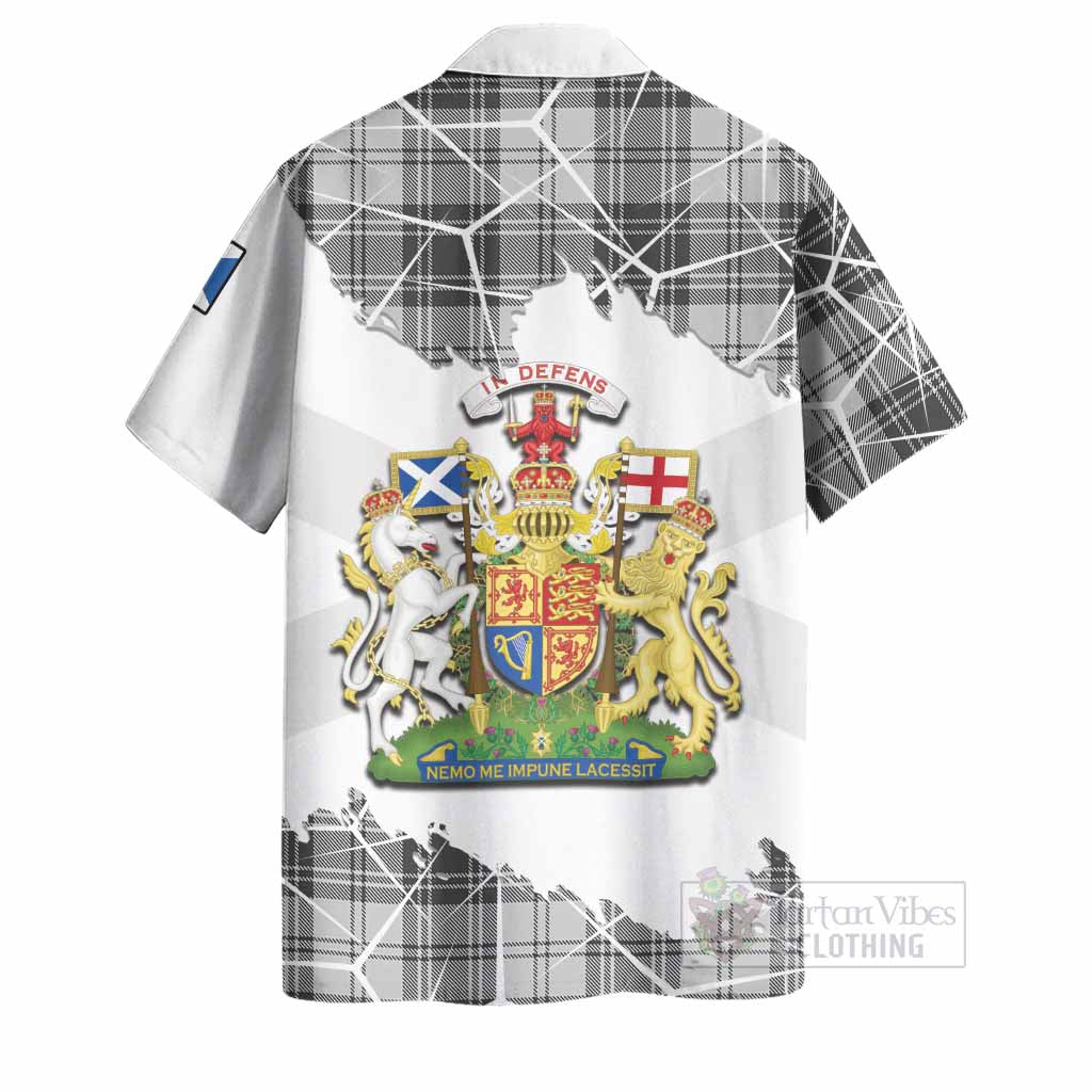 Glendinning Tartan Hawaiian Shirt with Family Crest and Lion Rampant Grunge Style