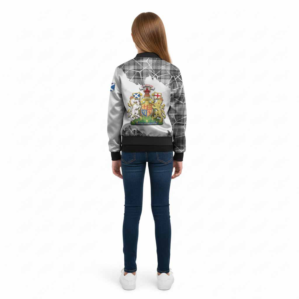 Glendinning Tartan Kid Bomber Jacket with Family Crest and Lion Rampant Grunge Style