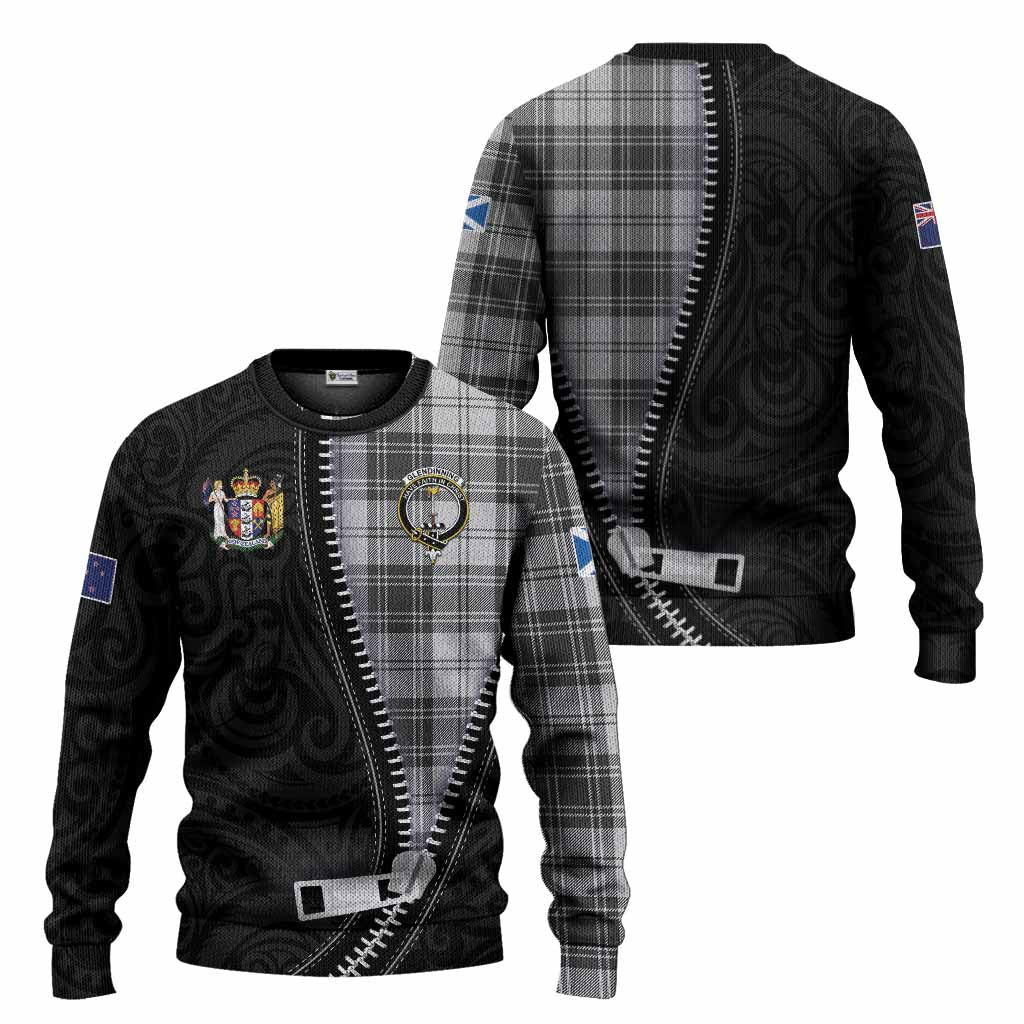 Glendinning Tartan Knitted Sweater New Zealand Pattern Unique Zipper Stylized