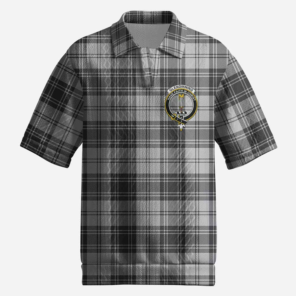 Glendinning Tartan Men’s Polo Sweater Top with Family Crest