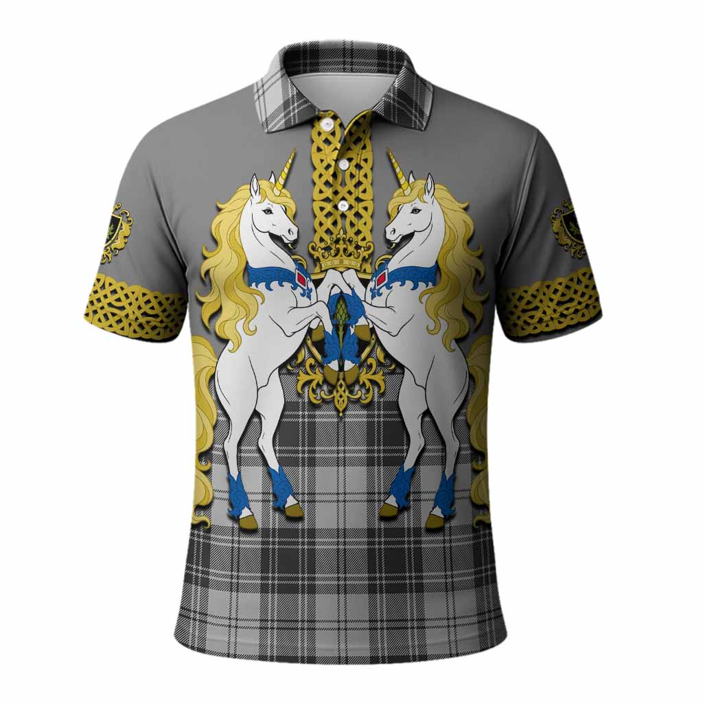 Glendinning Tartan Polo Shirt Unicorn Celtic Knot And Thistle Emblem