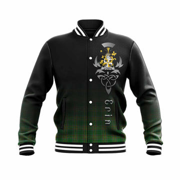 Tartan Vibes Clothing Glennon Irish Clan Baseball Jacket with Coat of Arms Erin Go Bragh Celtic Inspired