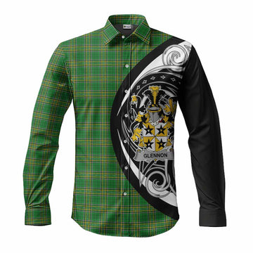 Tartan Vibes Clothing Glennon Irish Clan Long Sleeve Button Shirt Celtic Circle Style