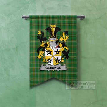 Glennon Irish Clan Tartan Gonfalon, Tartan Banner with Coat of Arms