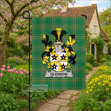 Glennon Irish Clan Tartan Garden Flag with Coat of Arms