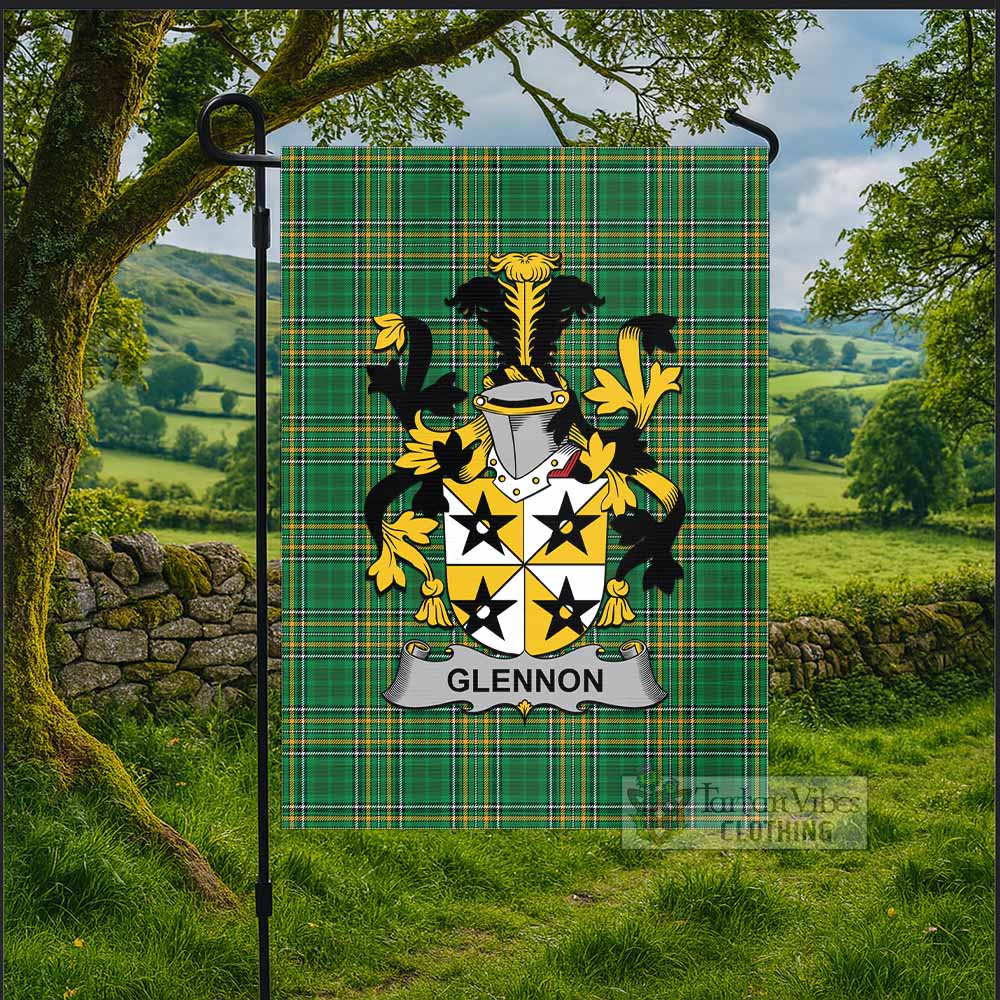 Glennon Irish Clan Tartan Flag with Coat of Arms
