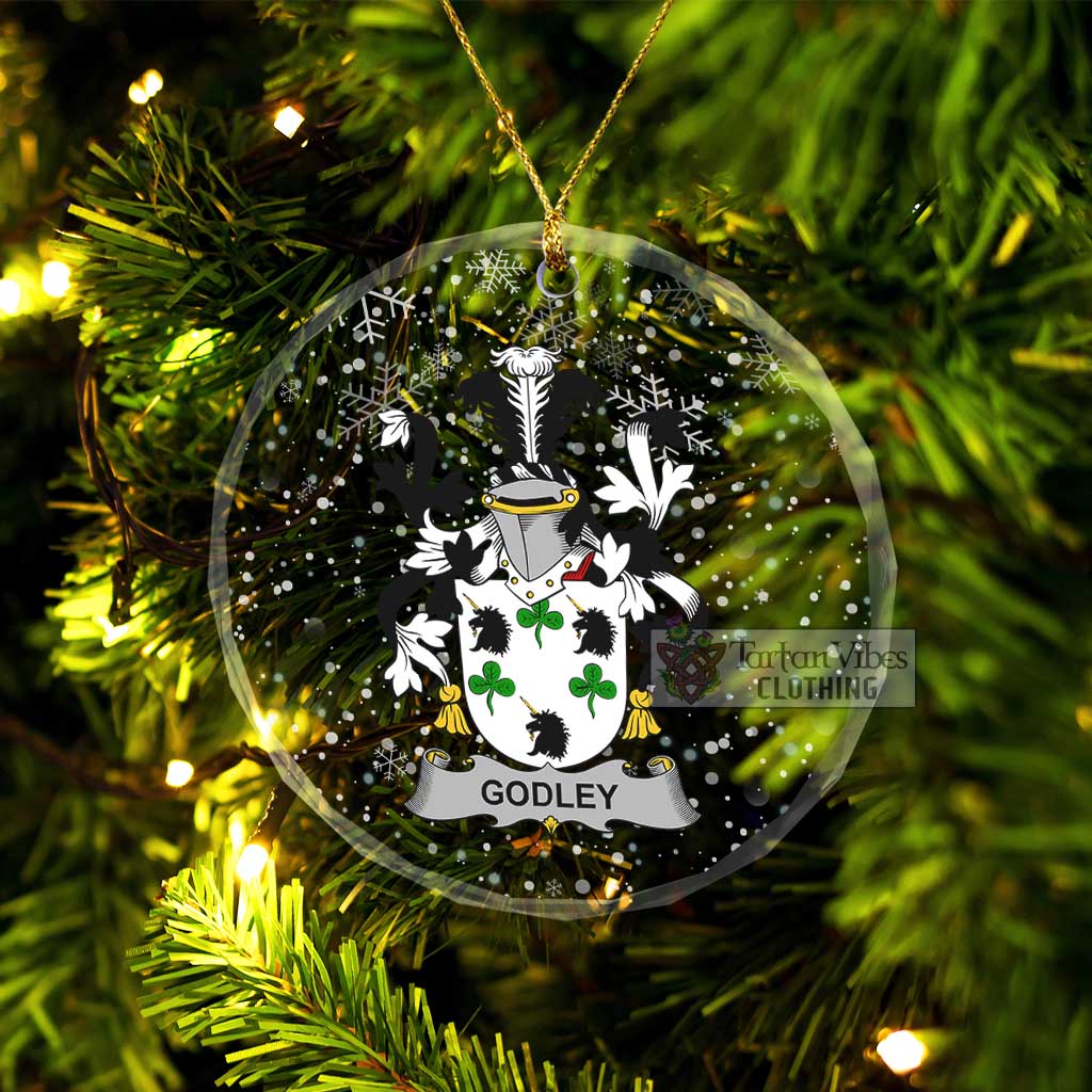 Godley Irish Clan Christmas Glass Ornament with Coat of Arms Transparent Glass Circle - 2D-tartanvibesclothing