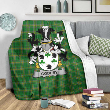 Tartan Vibes Clothing Godley Irish Clan Tartan Blanket with Coat of Arms