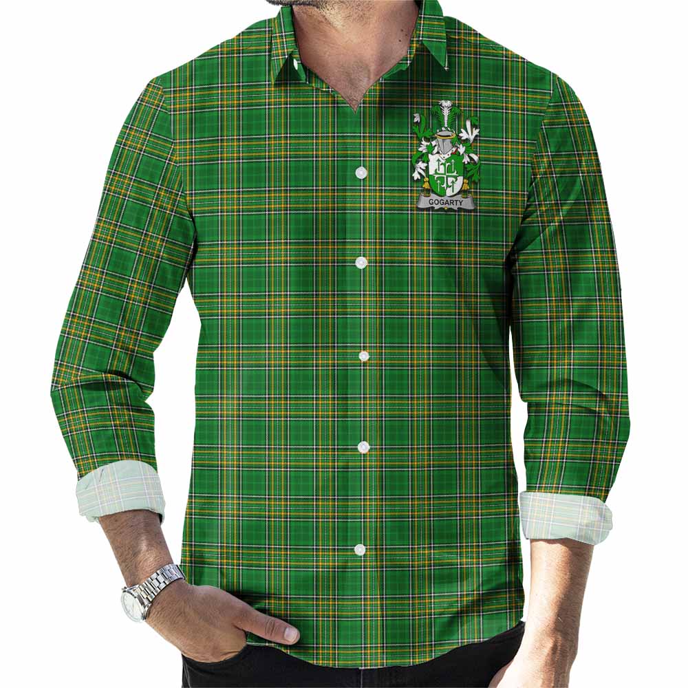 Gogarty Irish Clan Tartan Long Sleeve Button Up with Coat of Arms