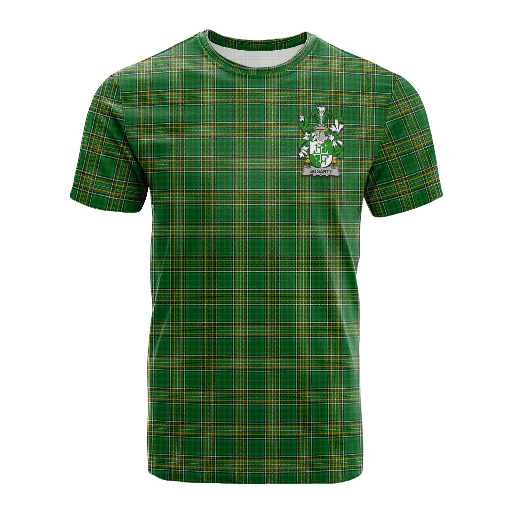 Tartan Vibes Clothing Gogarty Irish Clan Tartan Cotton T-shirt with Coat of Arms