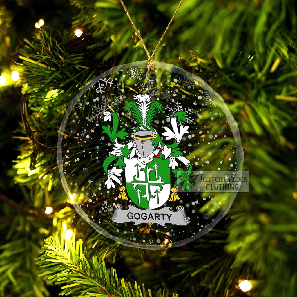 Tartan Vibes Clothing Gogarty Irish Clan Christmas Glass Ornament with Coat of Arms