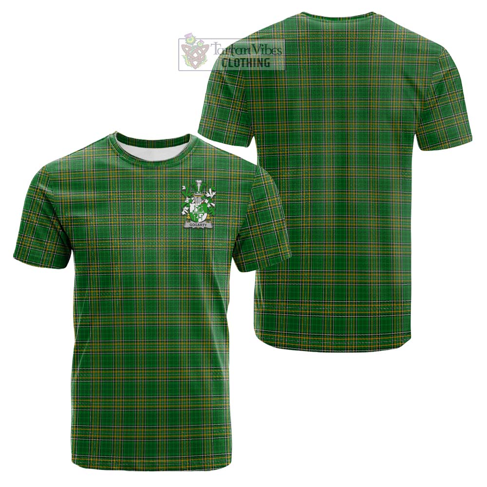 Tartan Vibes Clothing Gogarty Irish Clan Tartan Cotton T-shirt with Coat of Arms