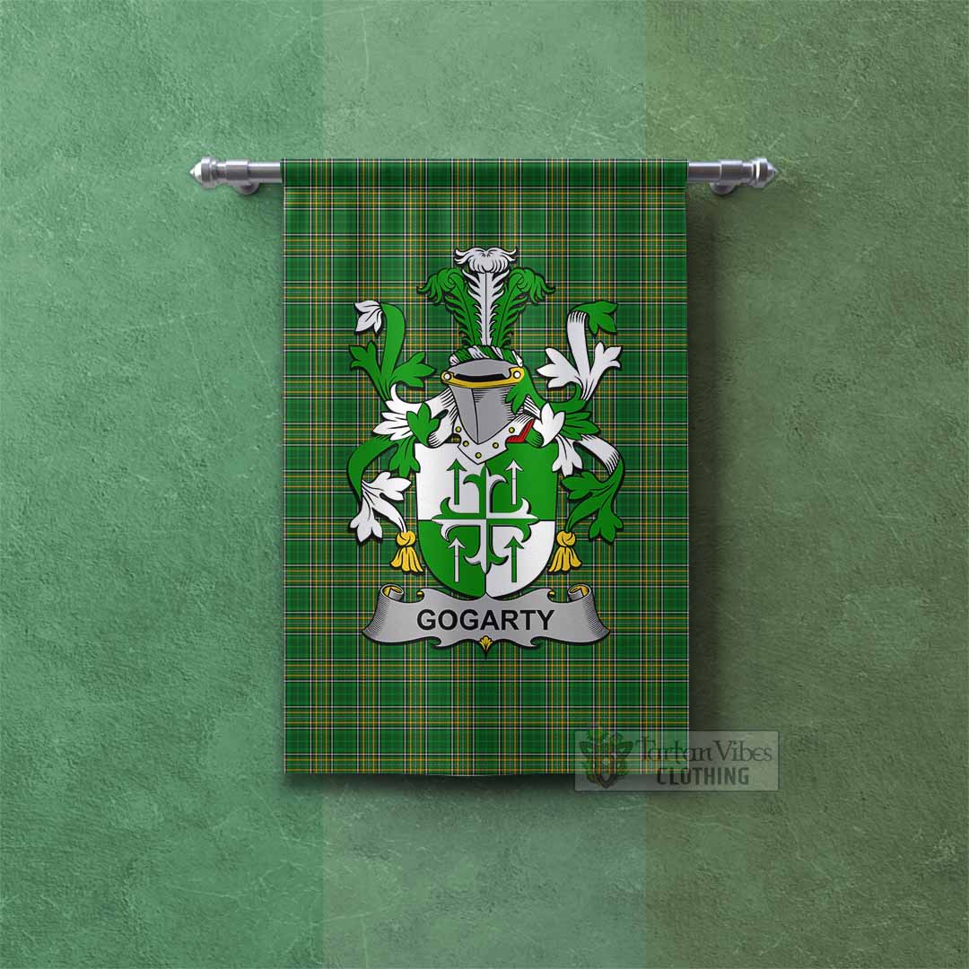 Gogarty Irish Clan Tartan Gonfalon, Tartan Banner with Coat of Arms Rectangle - Tartan Vibes Clothing