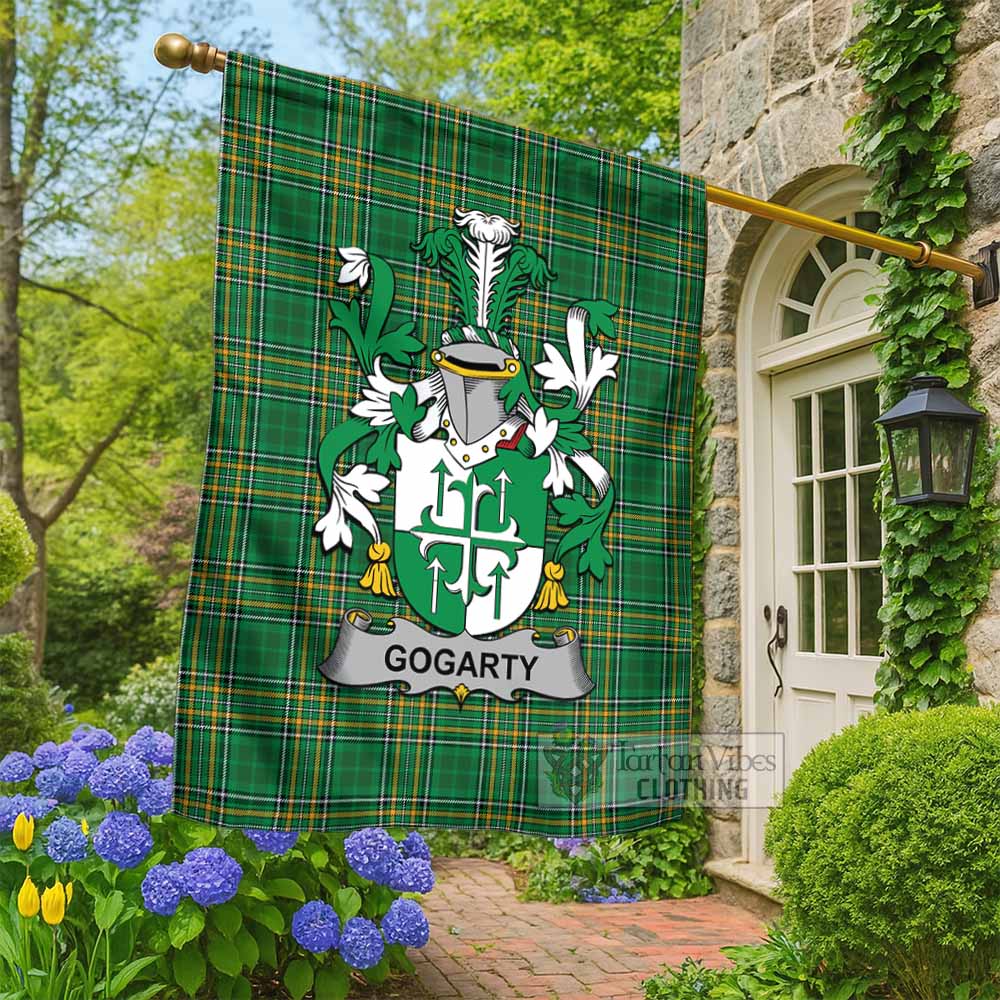 Gogarty Irish Clan Tartan Flag with Coat of Arms